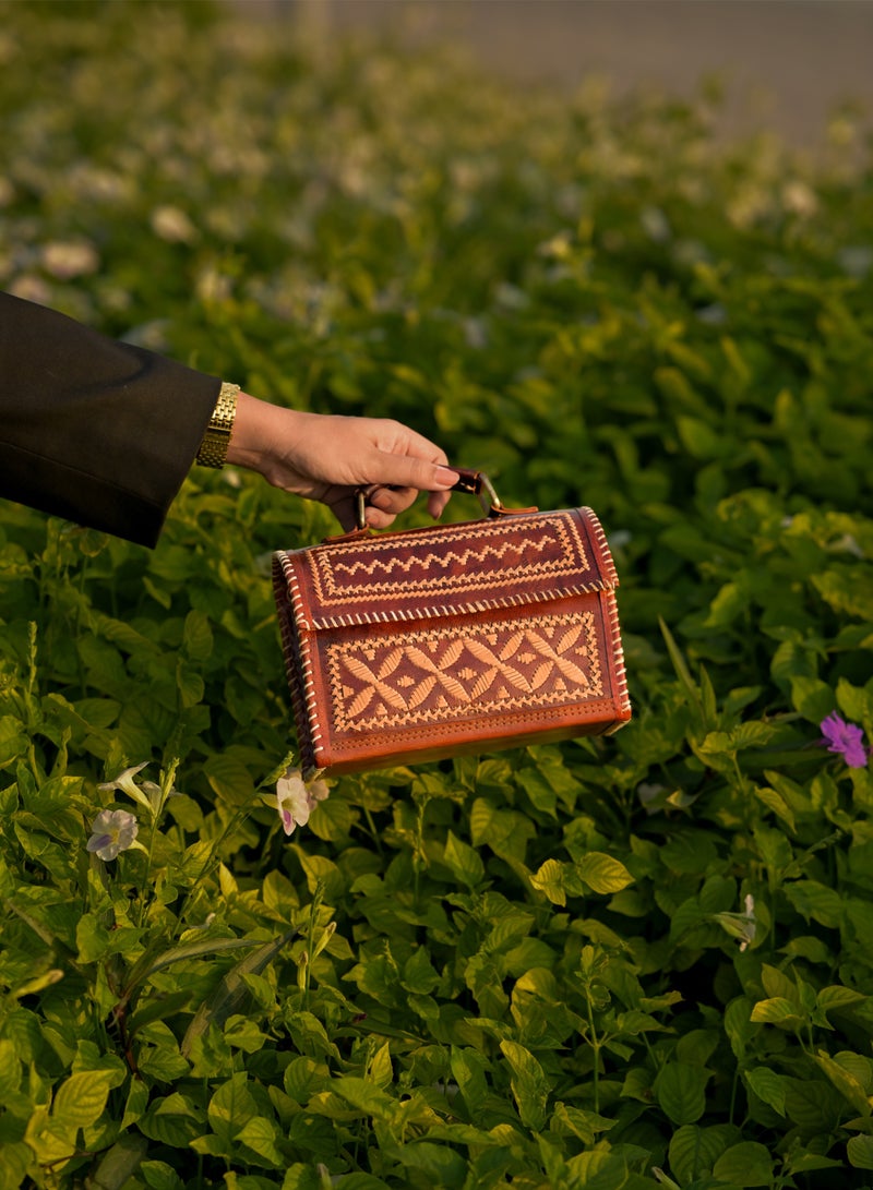 Handmade artisan leather bag, crafted in Kutch India - Image 1